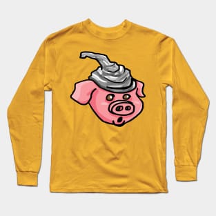 Pig Wearing Tinfoil Hat Long Sleeve T-Shirt